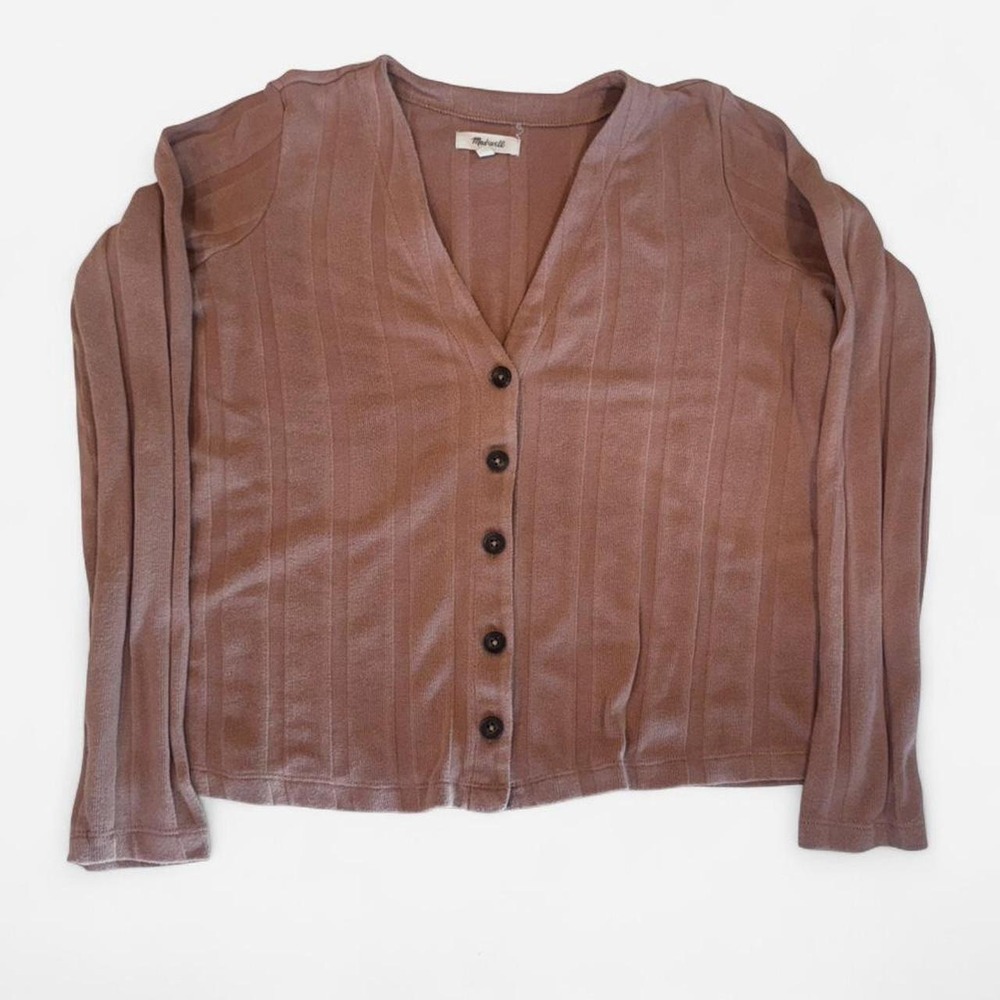 Madewell '90s Ribbed Sweater-Knit V-Neck Cardigan Top - Size S